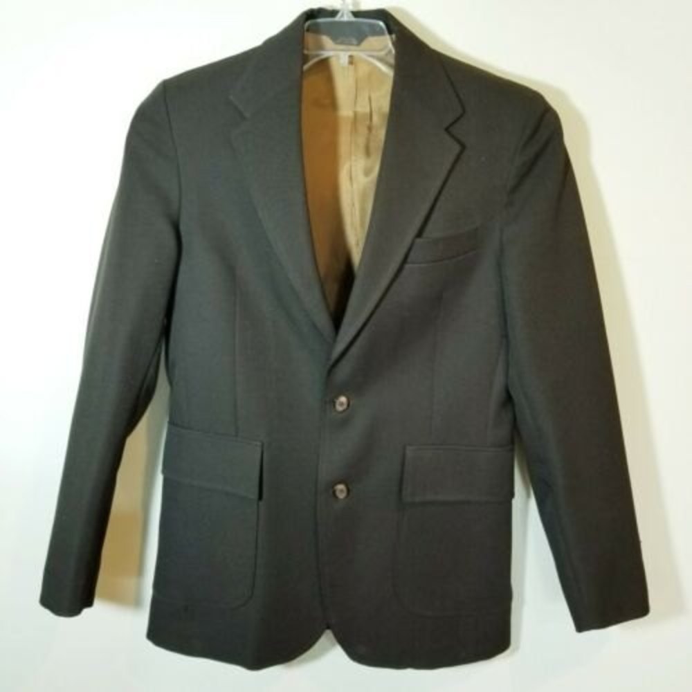 Vtg 70s Levi's Panatela Leisure Suit Jacket Mens 40L Long Polyester Coat Brown